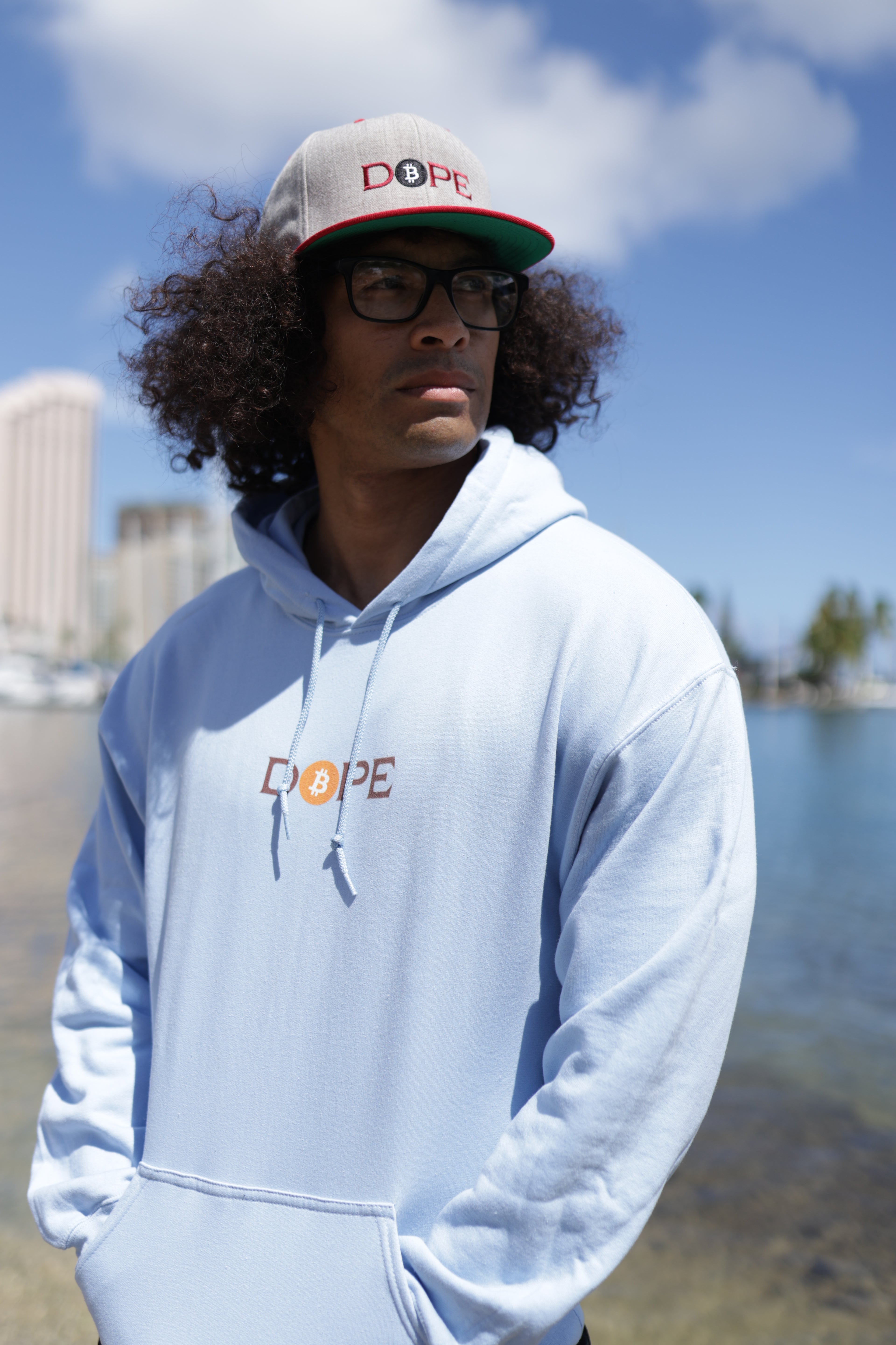Bitcoin is Dope Genesis D₿PE Hoodie Light Blue Edition