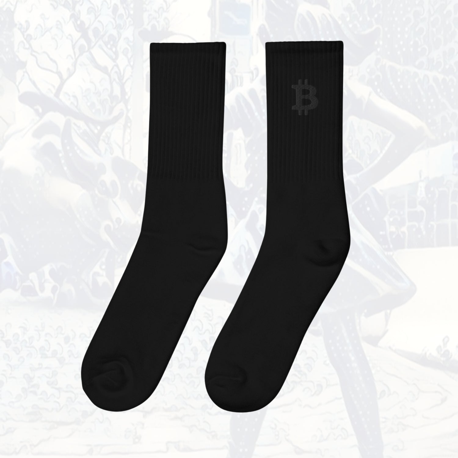 Bitcoin Is Dope Embroidered ₿ Socks – Black ₿ Edition