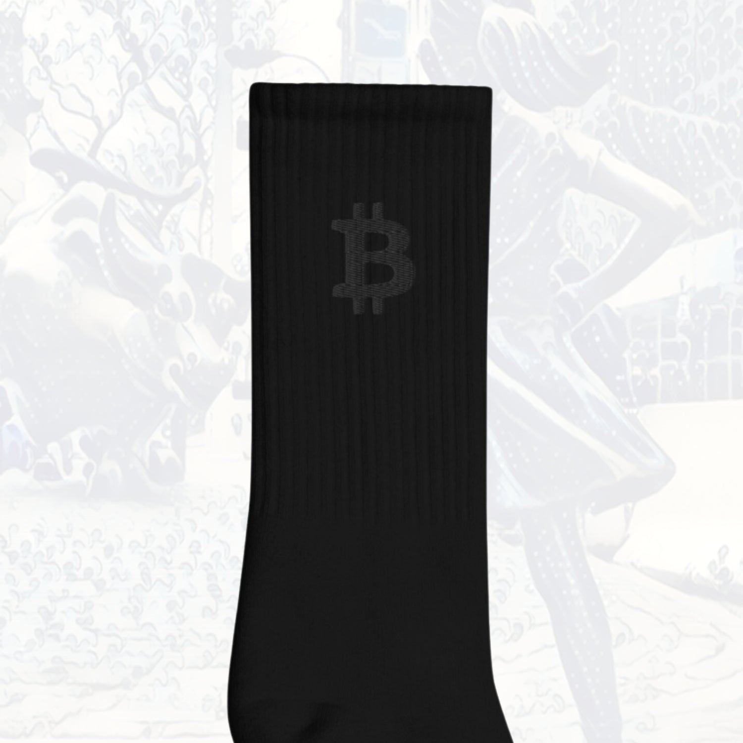 Bitcoin Is Dope Embroidered ₿ Socks – Black ₿ Edition