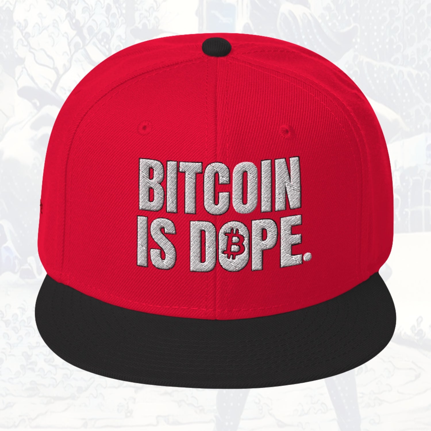 Bitcoin Is Dope Genesis Snapback Hat Red + Black Edition