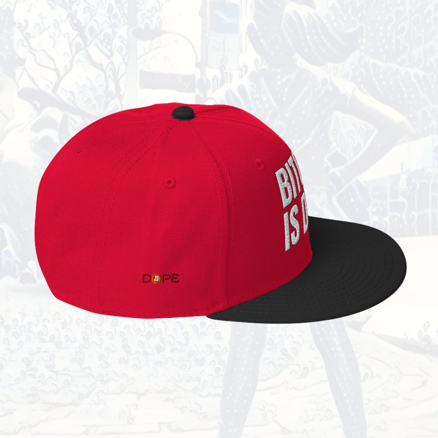 Bitcoin Is Dope Genesis Snapback Hat Red + Black Edition