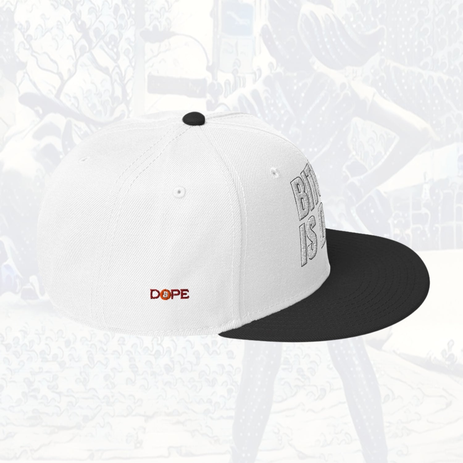 Bitcoin Is Dope Genesis Snapback Hat White + Black Edition