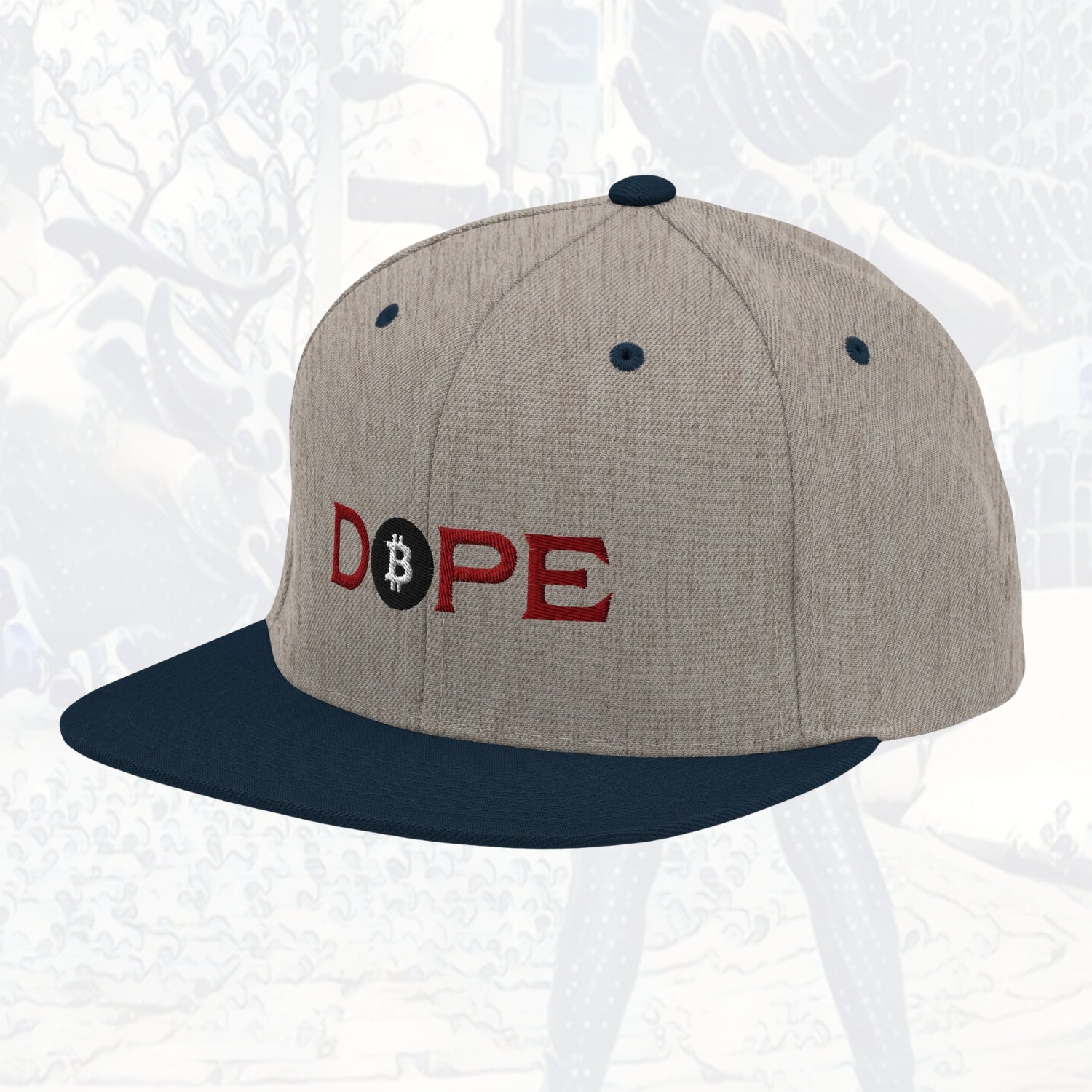 Bitcoin Is Dope D₿pe Genesis Snapback Hat Heathers + Navy Edition