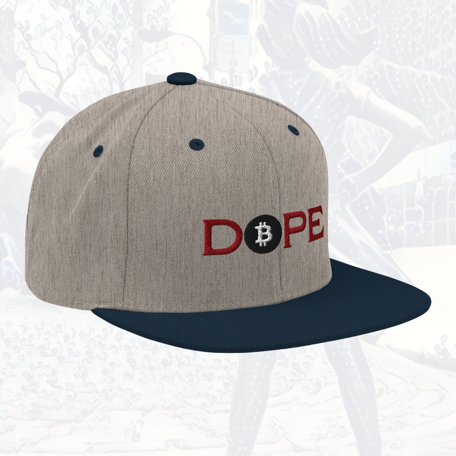 Bitcoin Is Dope D₿pe Genesis Snapback Hat Heathers + Navy Edition