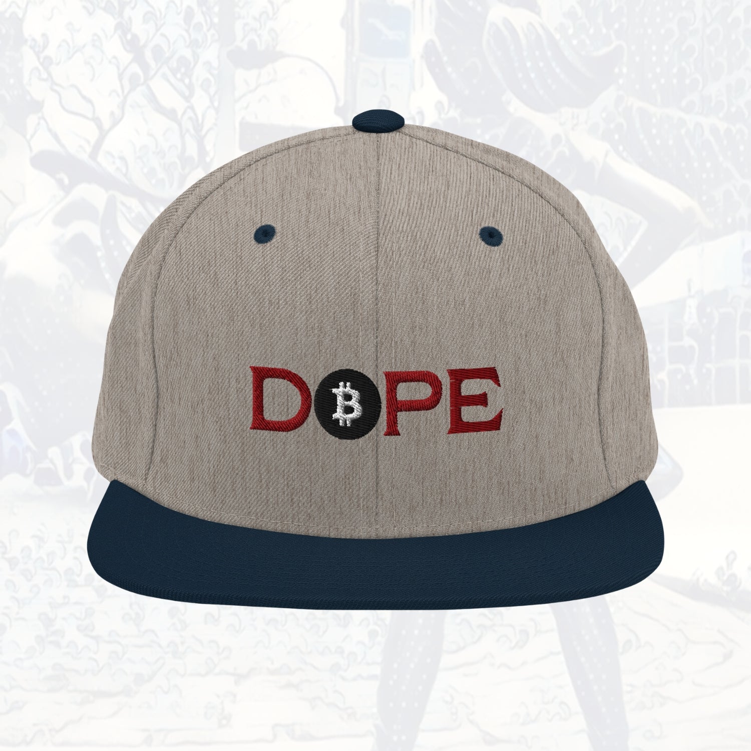 Bitcoin Is Dope D₿pe Genesis Snapback Hat Heathers + Navy Edition
