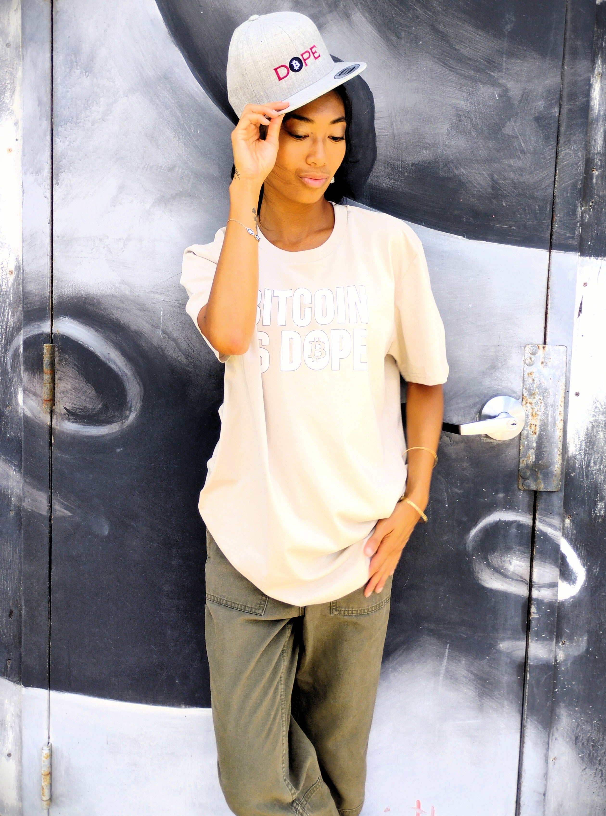 Bitcoin is Dope Genesis Dr₿p Premium Tee Shirt Bitcoin Freedom Beige Sand Edition 100% cotton